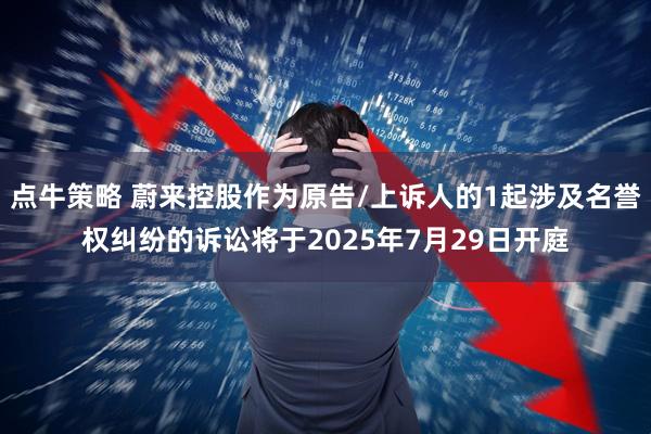 点牛策略 蔚来控股作为原告/上诉人的1起涉及名誉权纠纷的诉讼将于2025年7月29日开庭