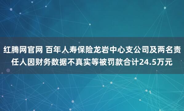 红腾网官网 百年人寿保险龙岩中心支公司及两名责任人因财务数据不真实等被罚款合计24.5万元