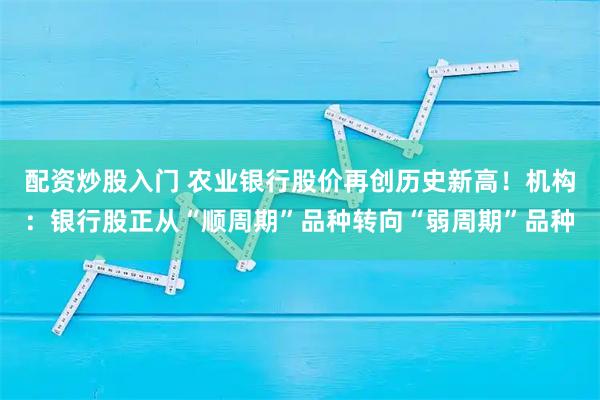 配资炒股入门 农业银行股价再创历史新高！机构：银行股正从“顺周期”品种转向“弱周期”品种