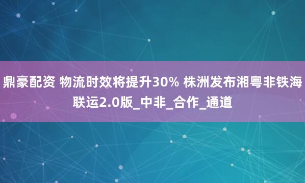 鼎豪配资 物流时效将提升30% 株洲发布湘粤非铁海联运2.0版_中非_合作_通道